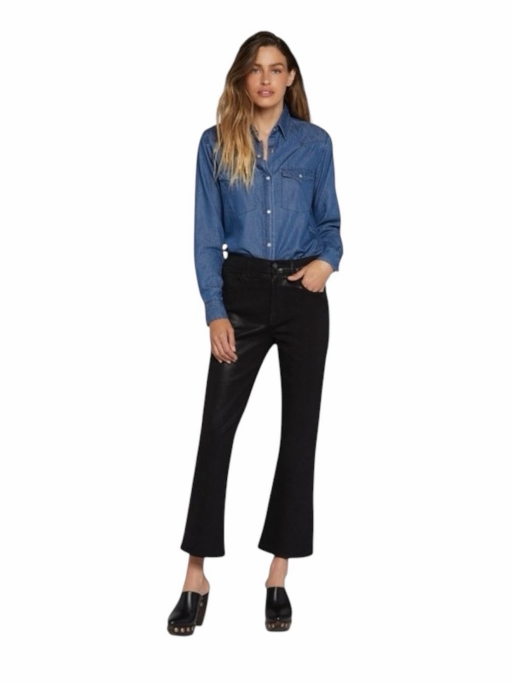 NWT Current/Elliott Shimmery Black-Coated Denim Pants size 26